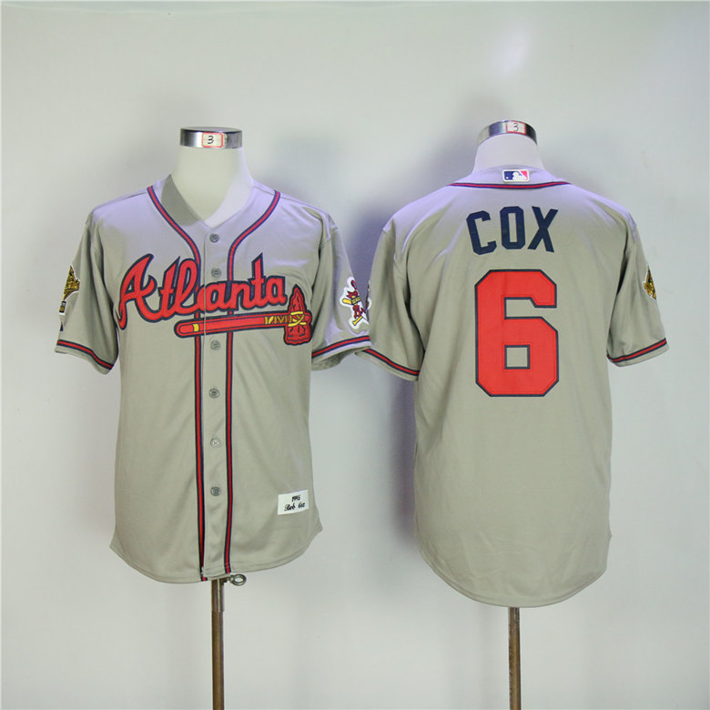 Men Atlanta Braves #6 Cox Grey Throwback 1995 MLB Jerseys->atlanta braves->MLB Jersey